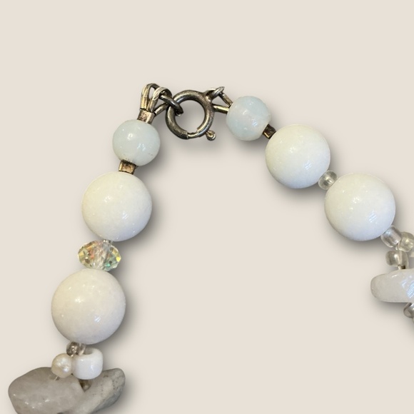 Vintage Bead and white Quartz Sterling Necklace - Picture 4 of 4